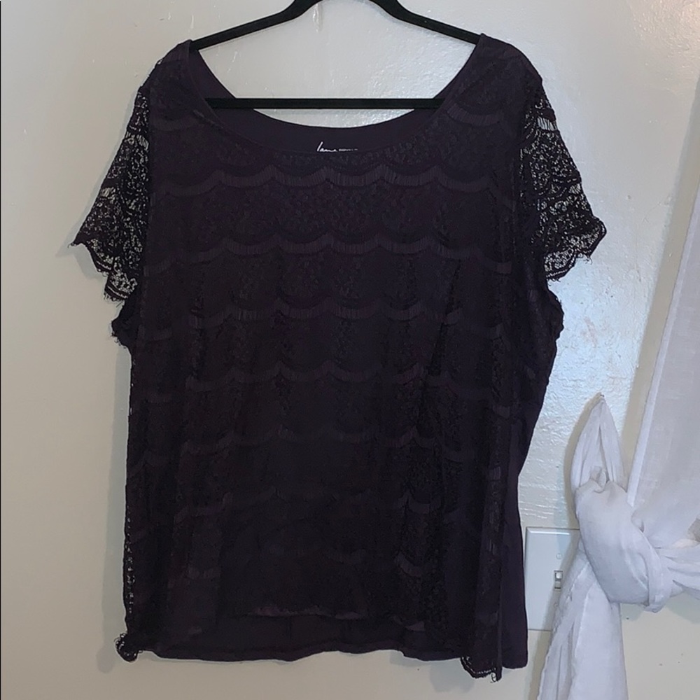 Lace purple short sleeve top